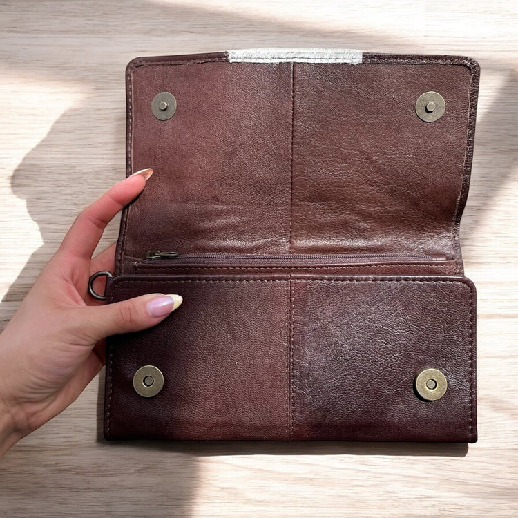 Brown Cowhide Wallet/Wristlet Combo