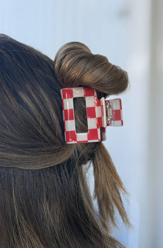 Mini Checked Funky Red Hair Clip