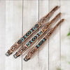 Turquoise & Red Tooled Leather Dog Collar