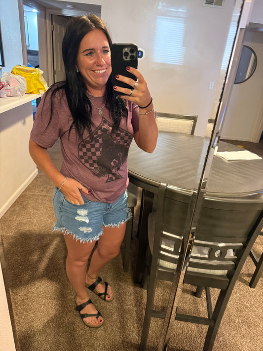 Checked In Maroon Tee