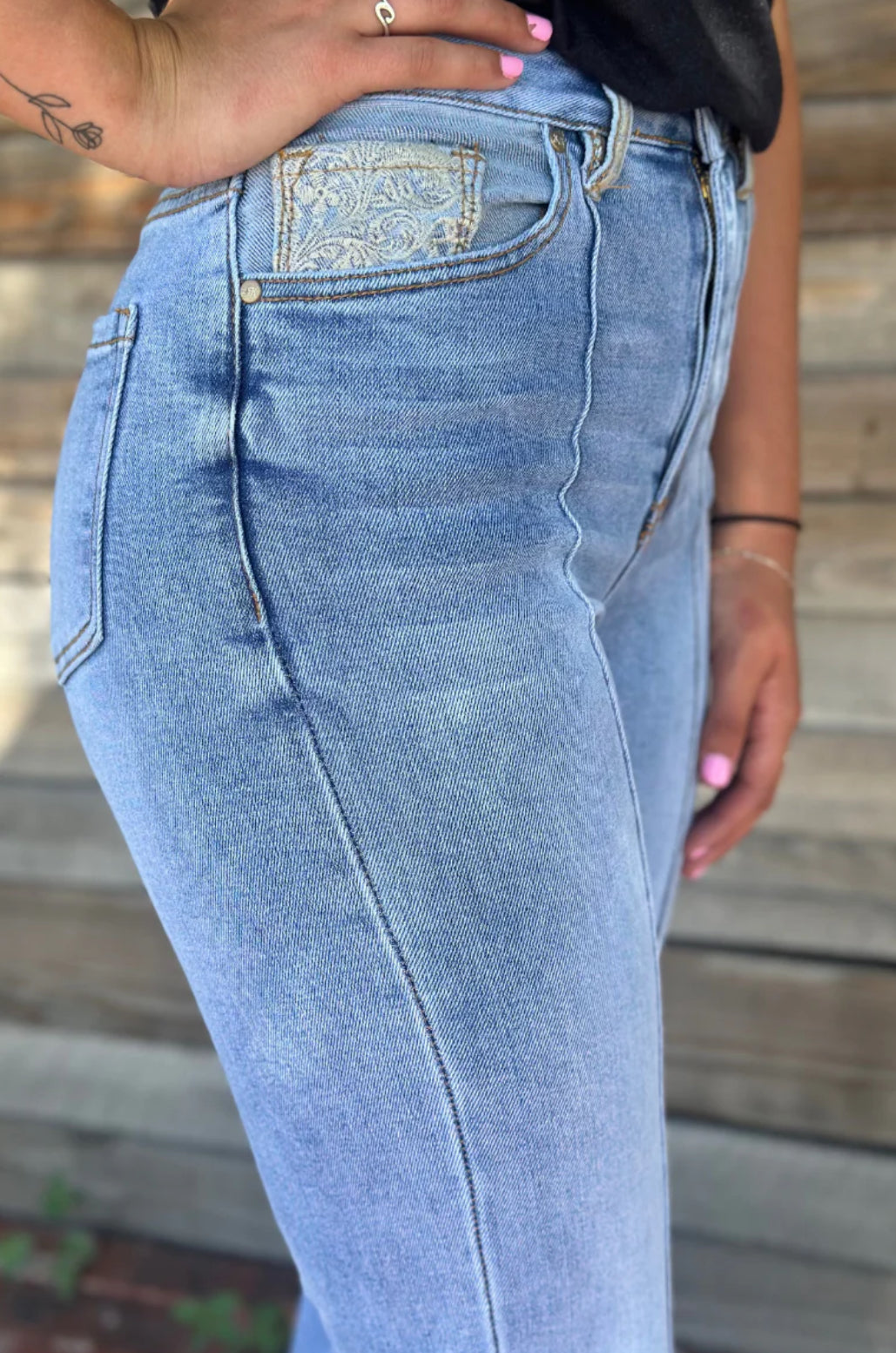 Kreek Embroidered Cuff Jeans