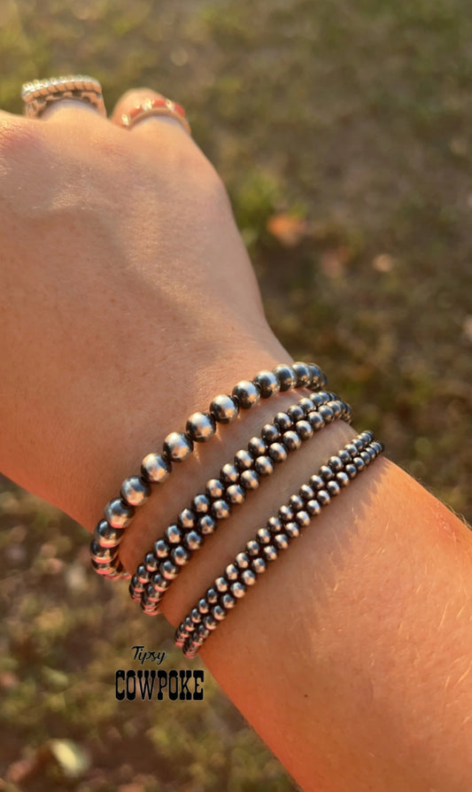 Sterling Silver Pearl Stretch Bracelets