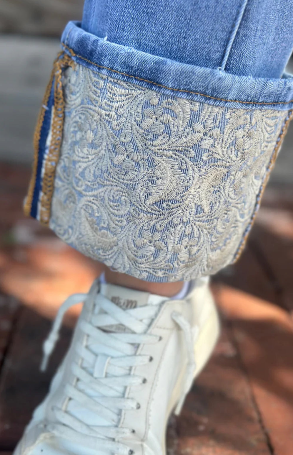 Kreek Embroidered Cuff Jeans