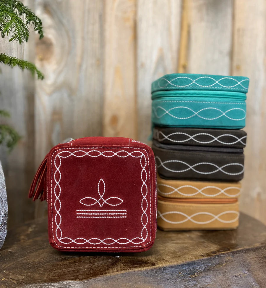 Bootstitch Suede Leather Mini Jewelry Box