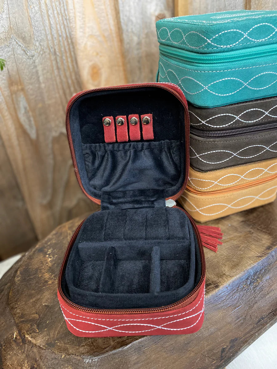 Bootstitch Suede Leather Mini Jewelry Box