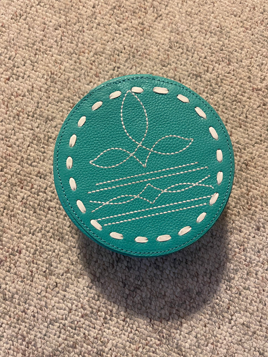 Bootstitch Round Leather Jewelry Box