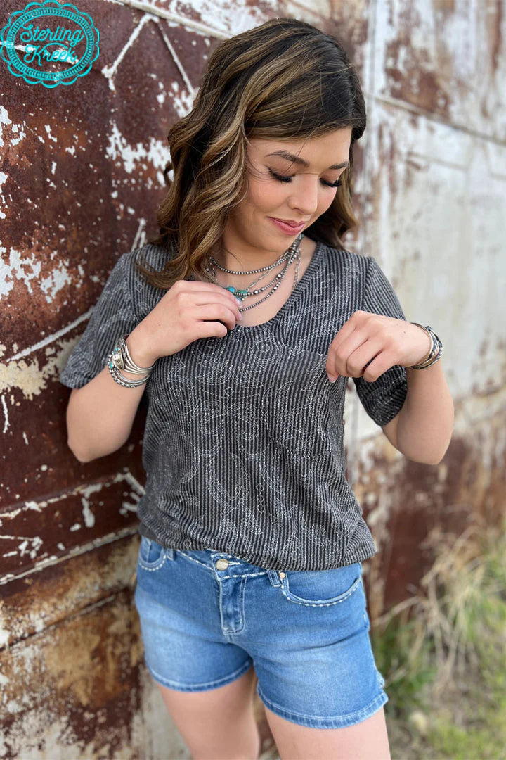 SK Stitched Denim Shorts