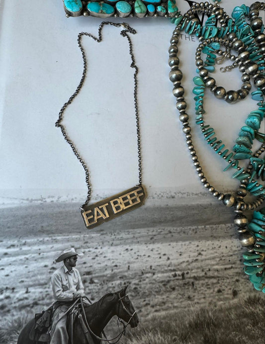 Eat Beef Sterling Silver Necklace