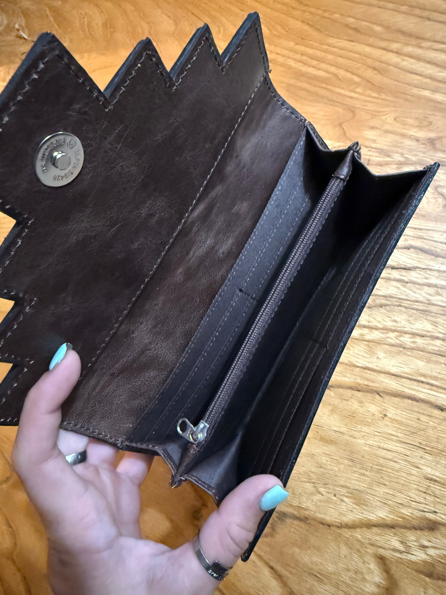 Tooled Leather and Cowhide Wallet