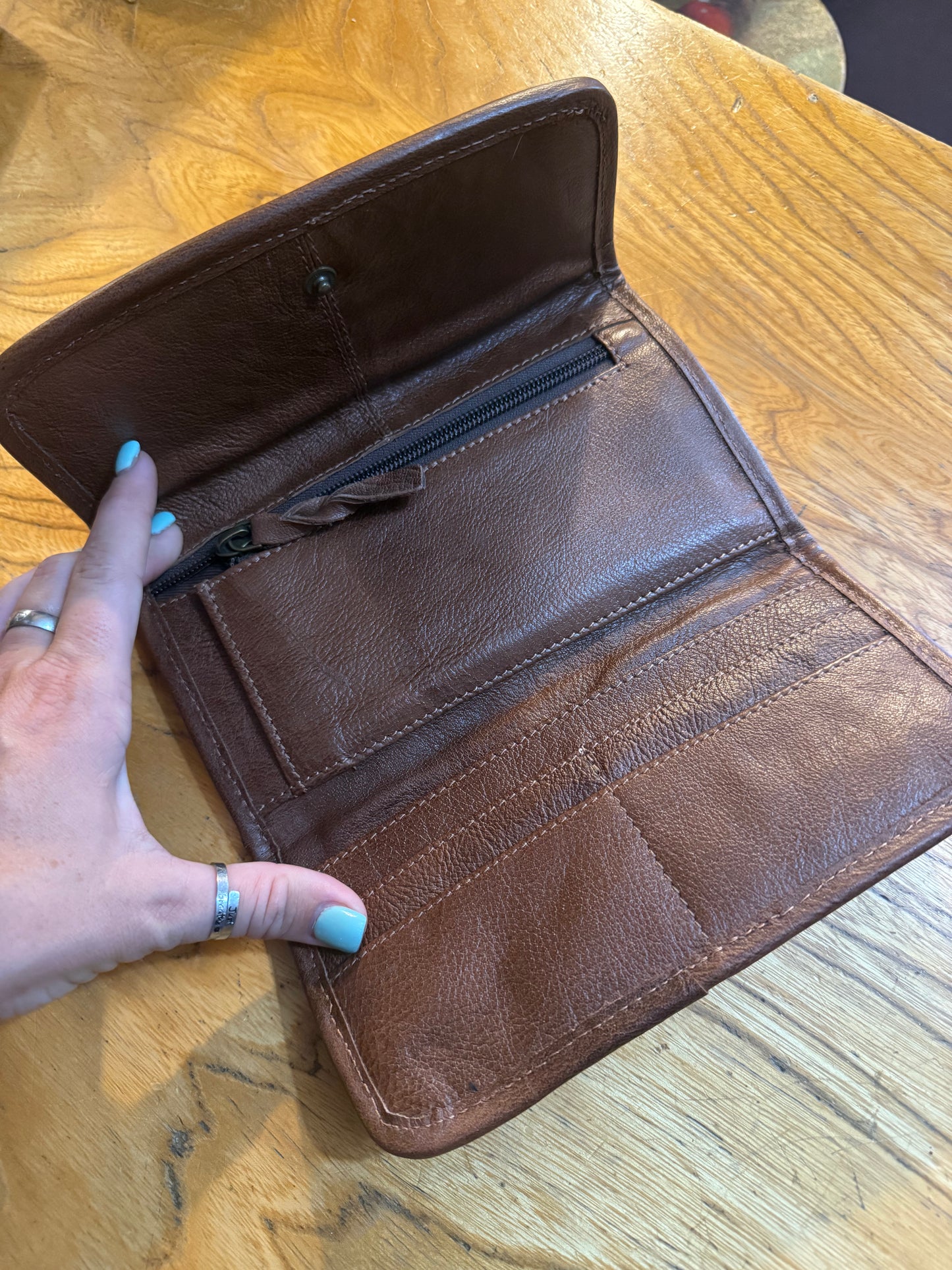Floral Tooled Leather & Cowhide Wallet