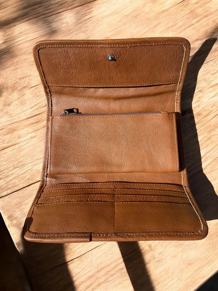 Tan Tooled Leather Wallet