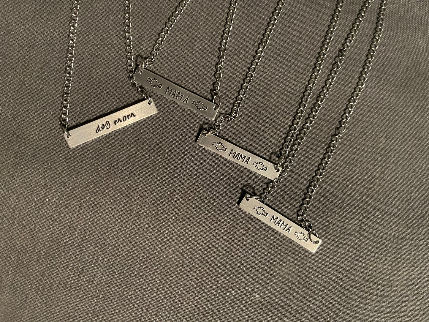 Dog mom bar necklace
