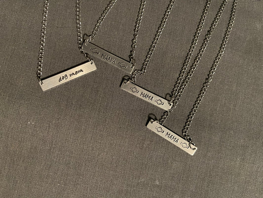 Dog mom bar necklace