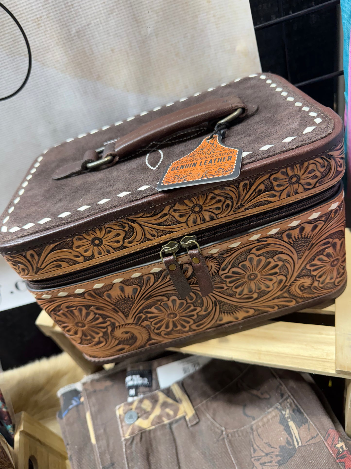 Brown Boot stitch Jewelry Box