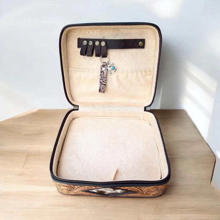 Bootstitch Suede & Tooled Leather Jewelry Box