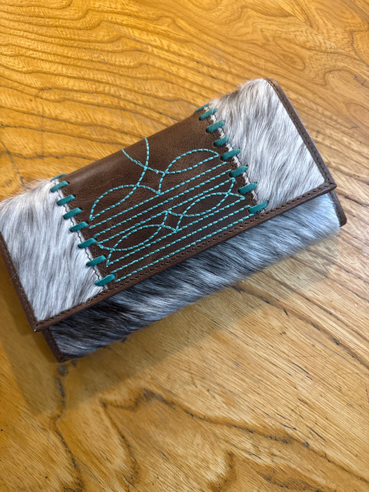 Cowhide & Stitched Wallet