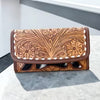 Floral Tooled Leather & Cowhide Wallet