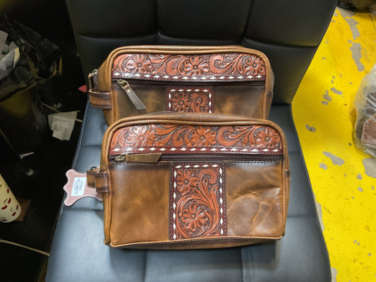 Tooled Leather Toiletry Bag