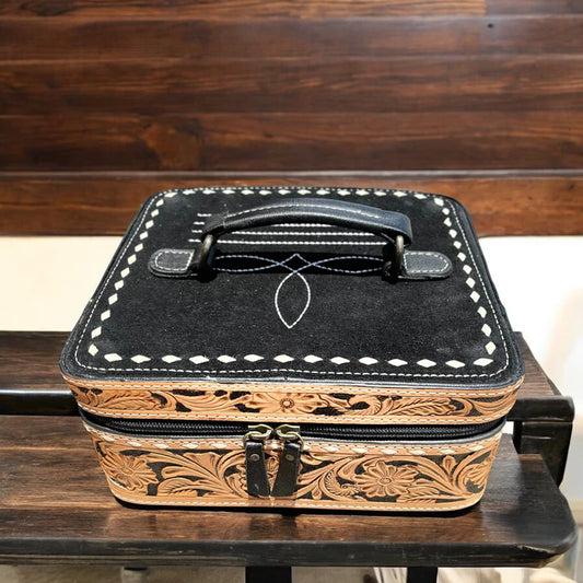 Bootstitch Suede & Tooled Leather Jewelry Box