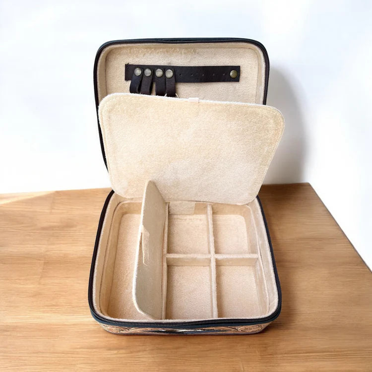 Bootstitch Suede & Tooled Leather Jewelry Box