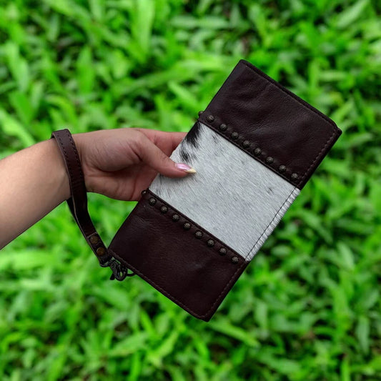 Brown Cowhide Wallet/Wristlet Combo