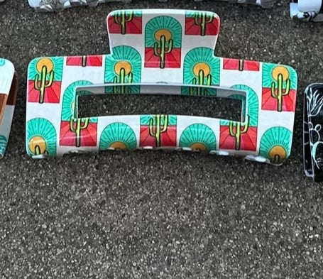 Sunset Cactus Claw Clip