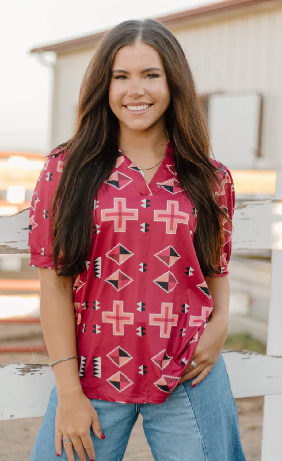 Berry Aztec Top
