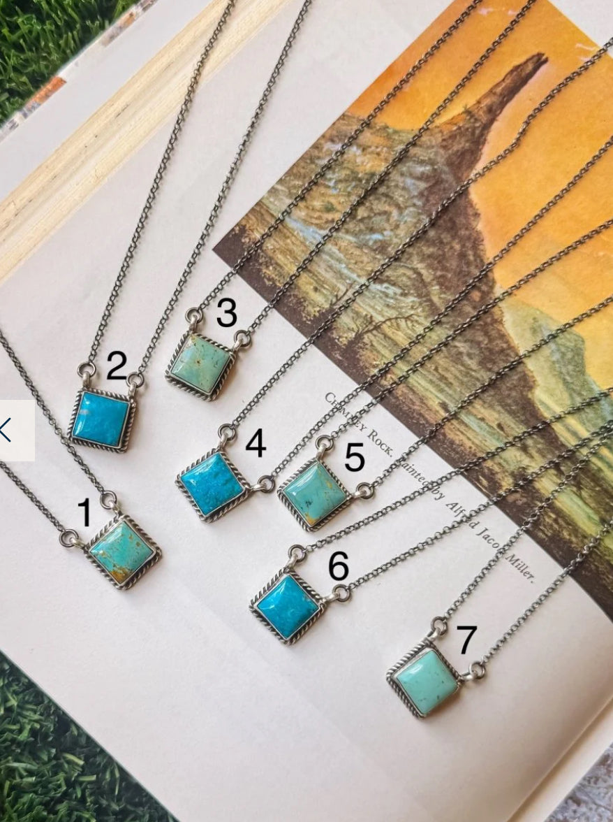 Damon Turquoise Square Necklace