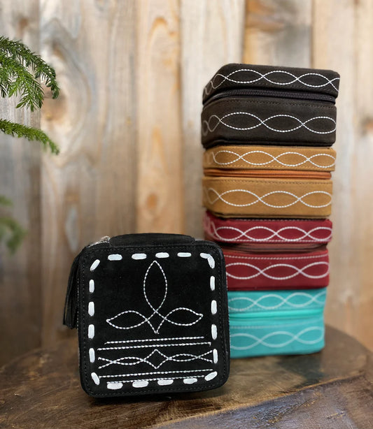 Bootstitch Suede Leather Mini Jewelry Box