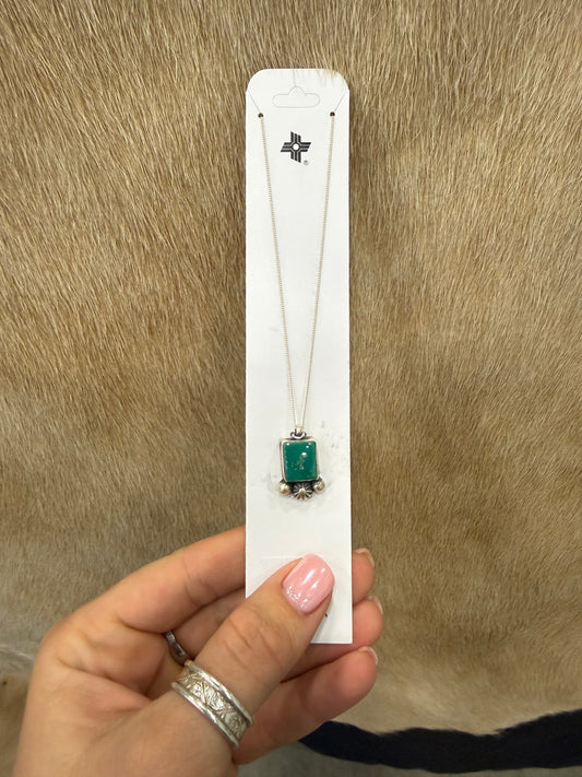 Green Turquoise Square Necklace