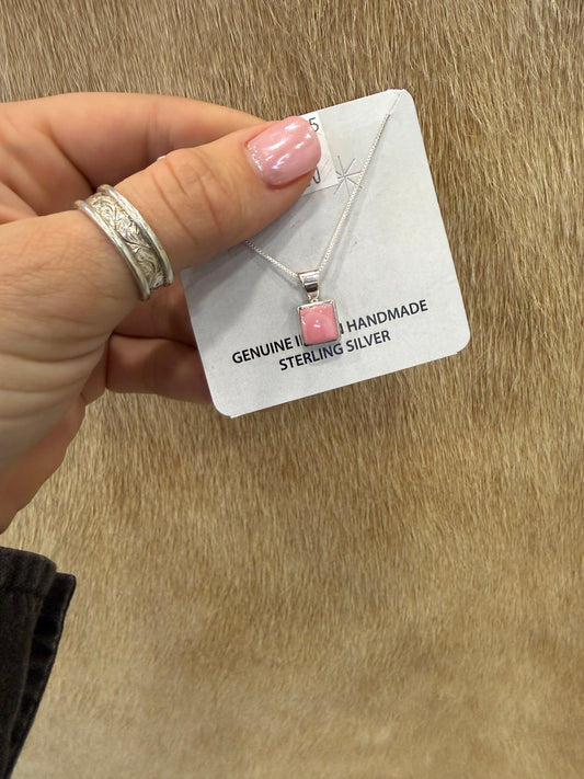 Square Pink Conch Necklace