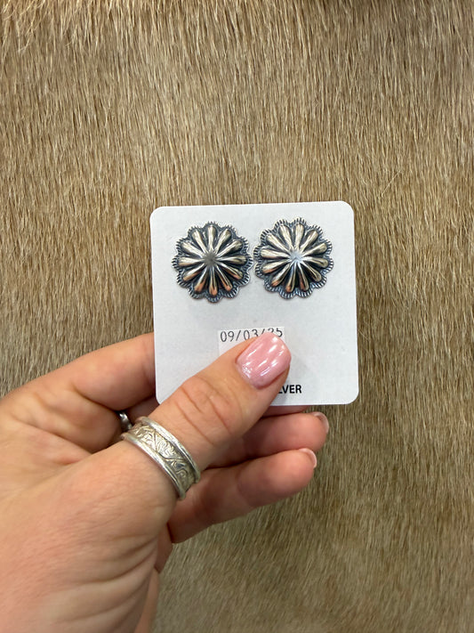 Native Sterling Silver Concho Earrings