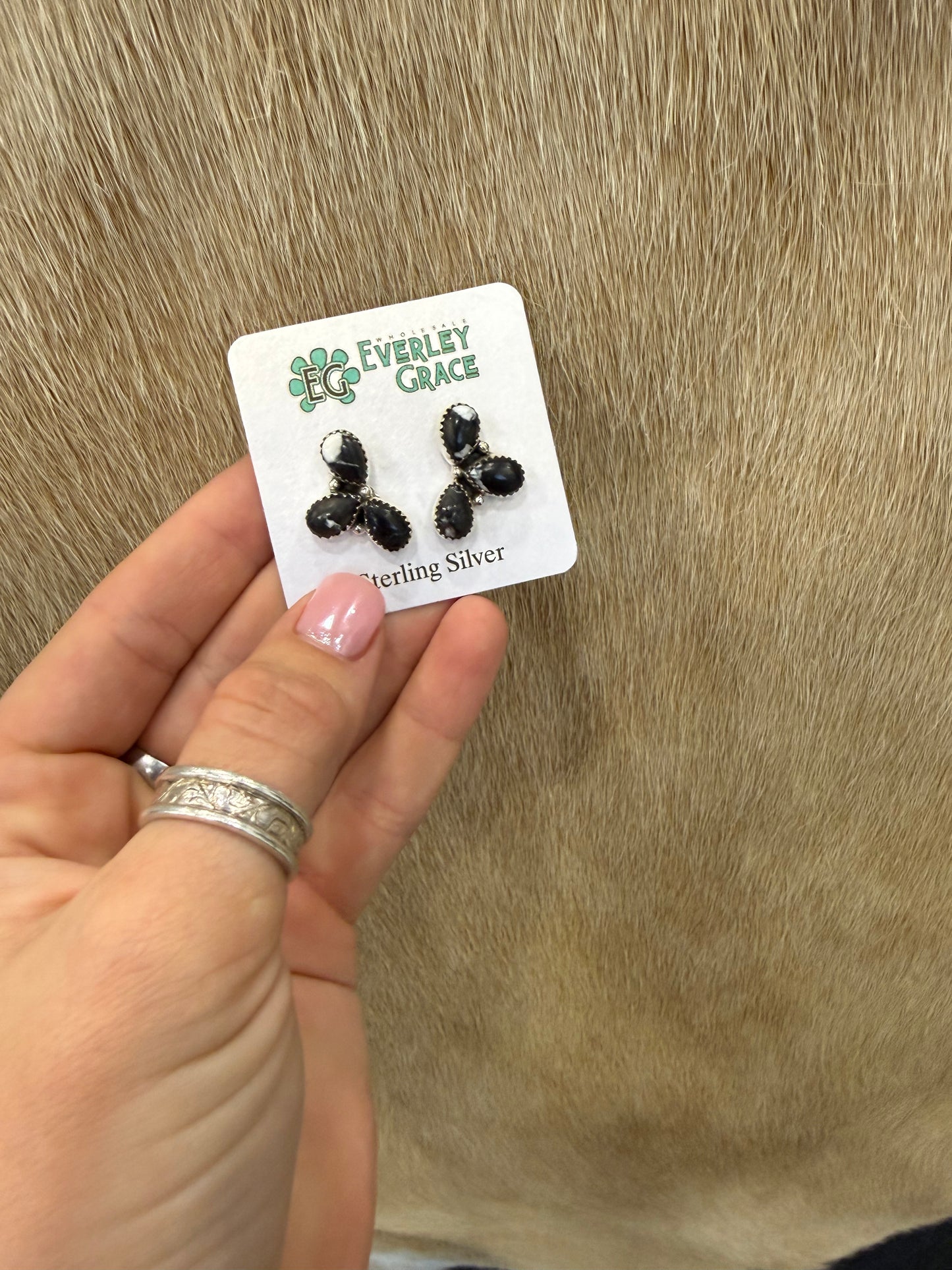 EG 3 Stone Post Back Earrings