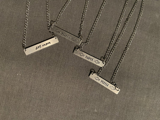 Dog mom bar necklace